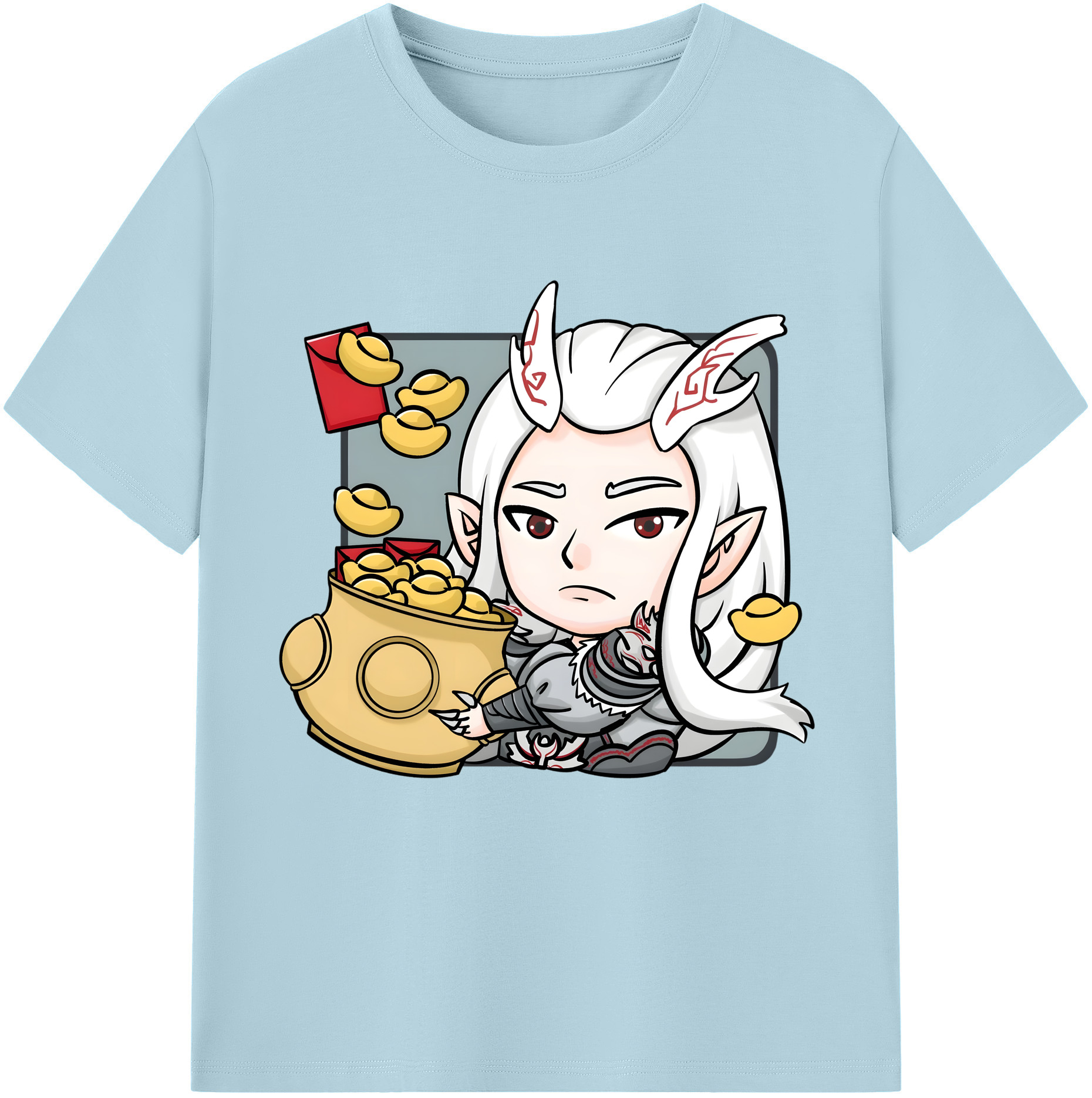 （画像用） Ne Zha 2 ナタ 魔童の大暴れ 綿100％半袖Tシャツ（フロントプリント）